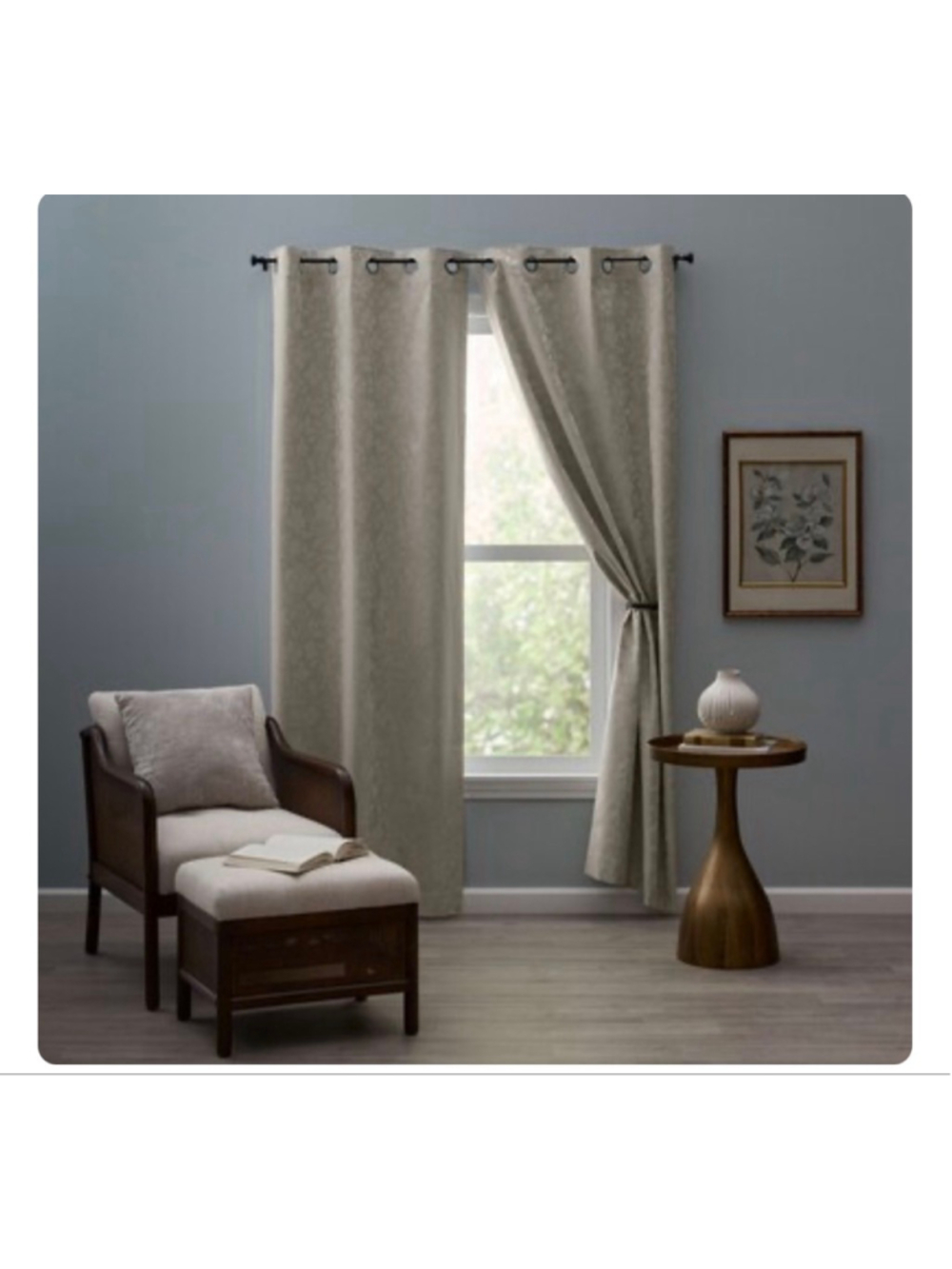 NEW Style Selections 84-in Beige Floral Blackout Grommet Curtain 2 panels